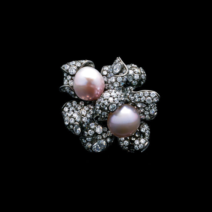 Blossom Pearl Ring, Ring, Anabela Chan Joaillerie - Fine jewelry with laboratory grown and created gemstones hand-crafted in the United Kingdom. Anabela Chan Joaillerie is the first fine jewellery brand in the world to champion laboratory-grown and created gemstones with high jewellery design, artisanal craftsmanship and a focus on ethical and sustainable innovations.