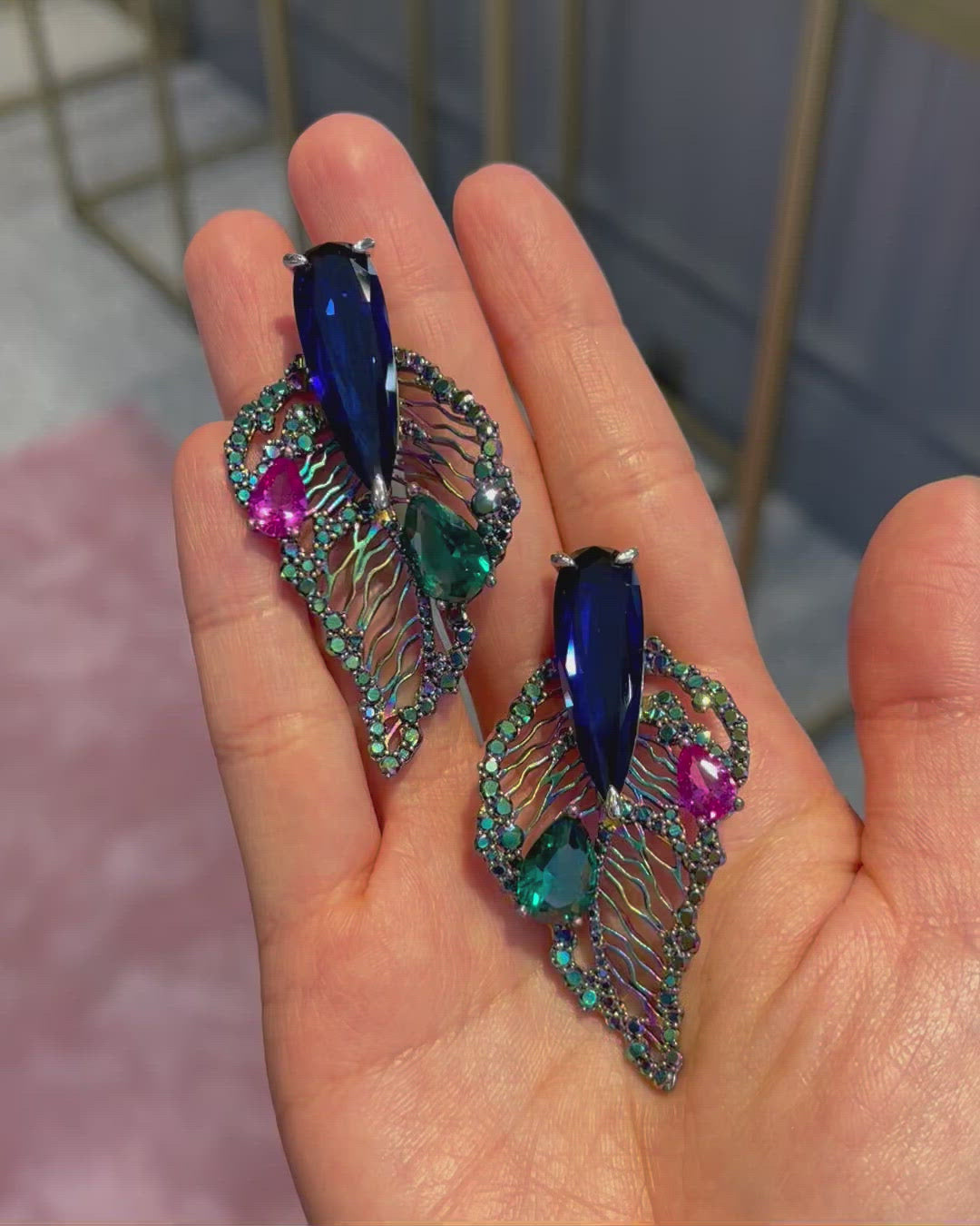 Rainbow Sapphire Titan Earrings