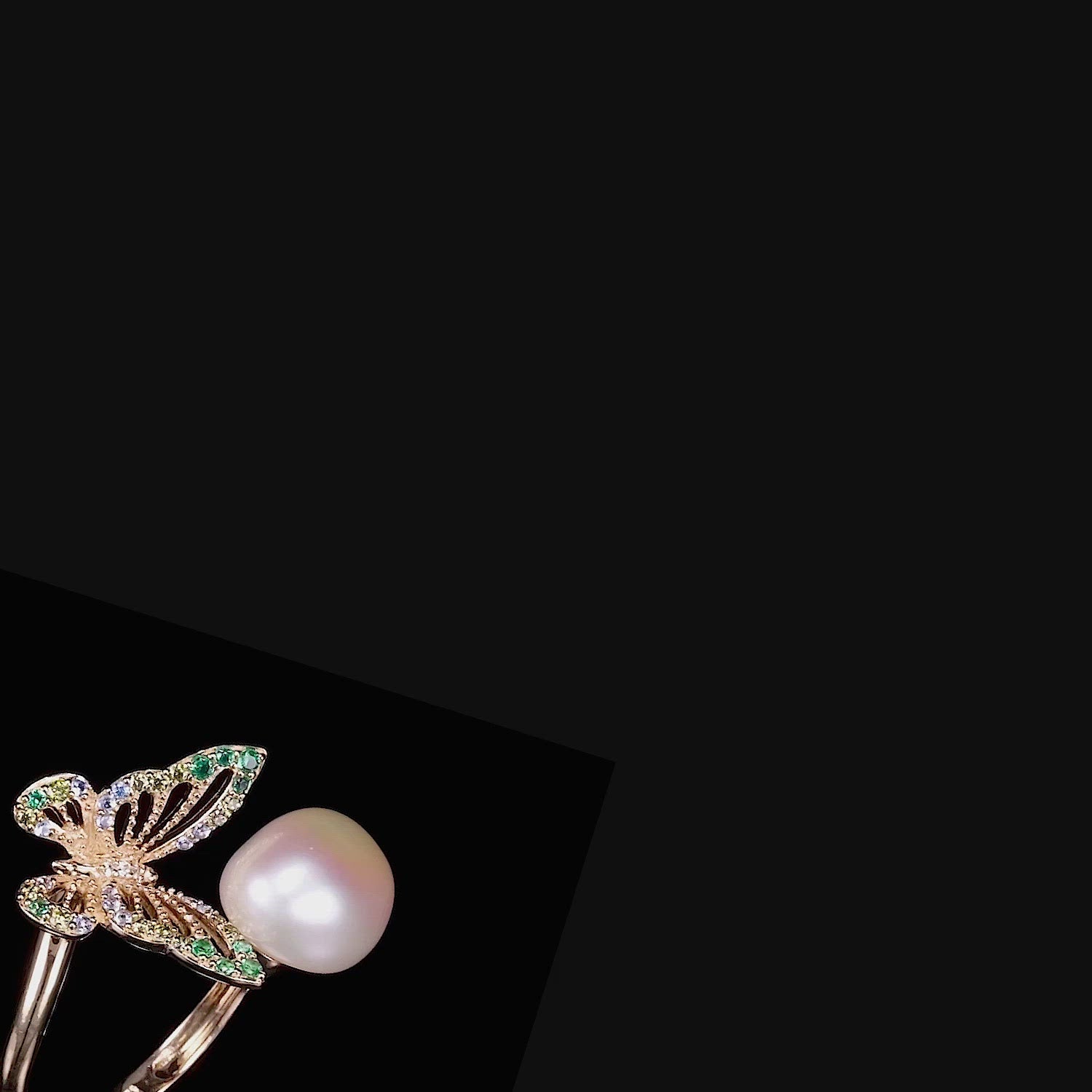 Rose Butterfly Pearl Ring