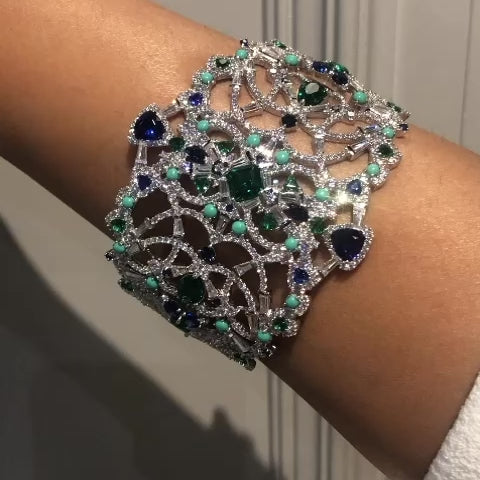 Emerald Sapphire Dentelle Bangle