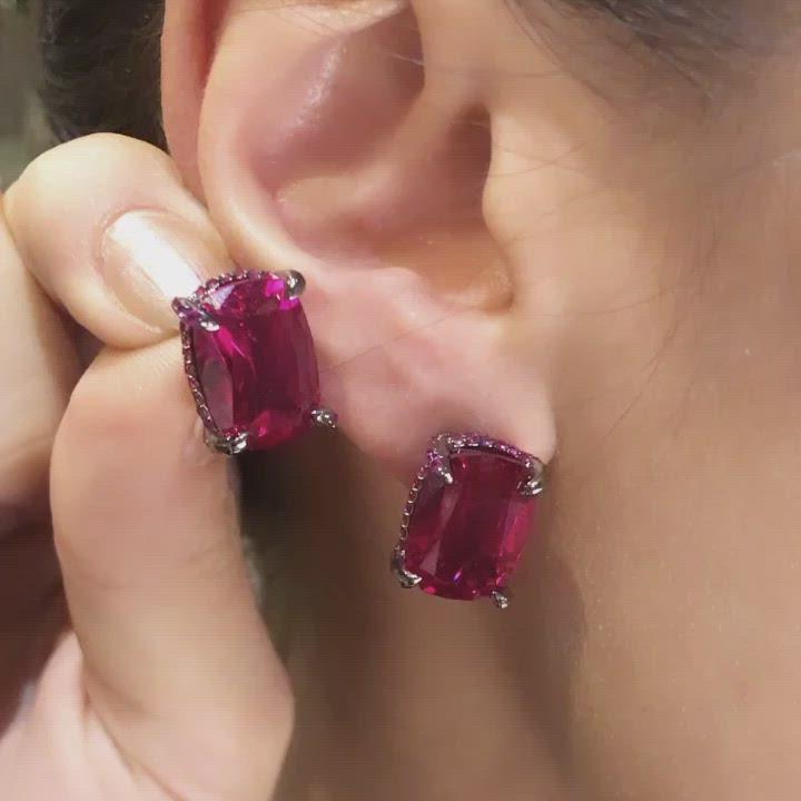 Ruby Cushion Wing Studs