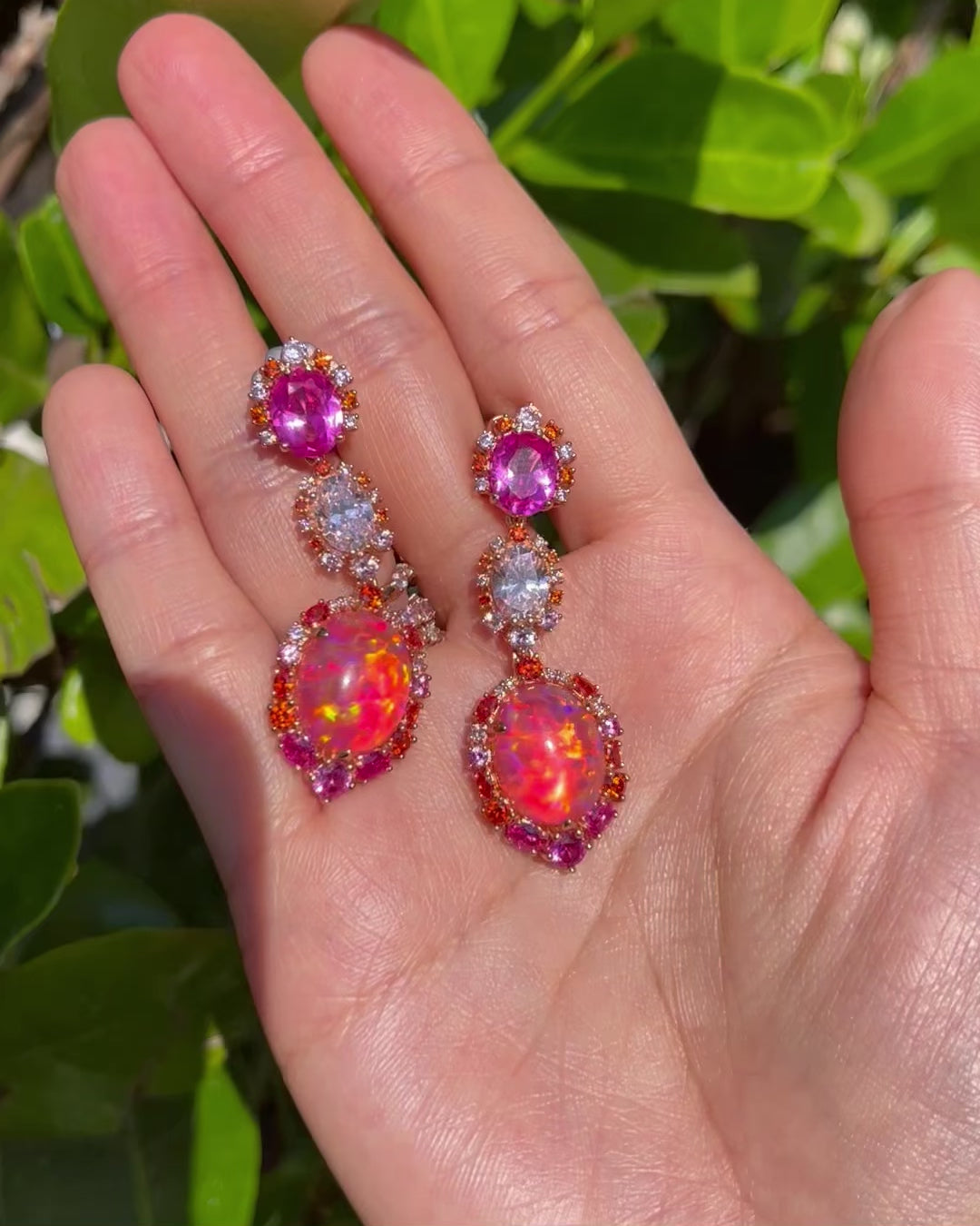 Coral Opal Ocean Drop Earrings