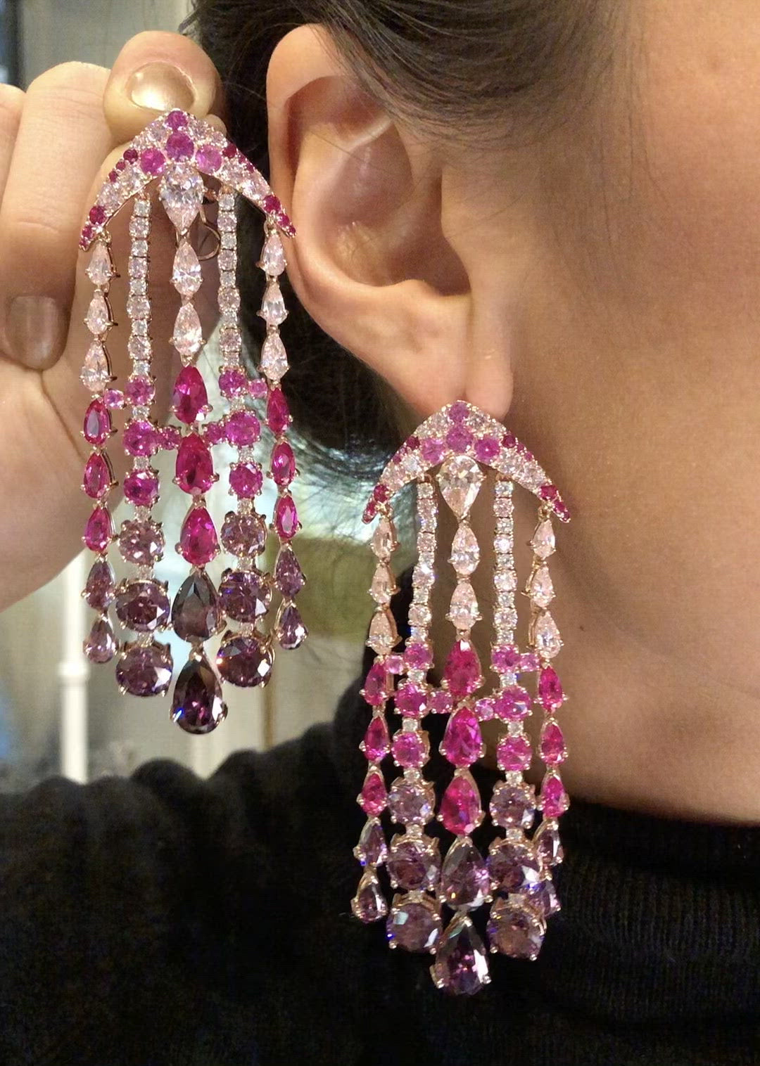 Fuchsia Ombré Waterfall Earrings