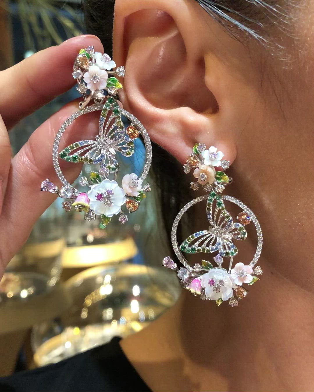 Diamond Butterfly Wreath Earrings