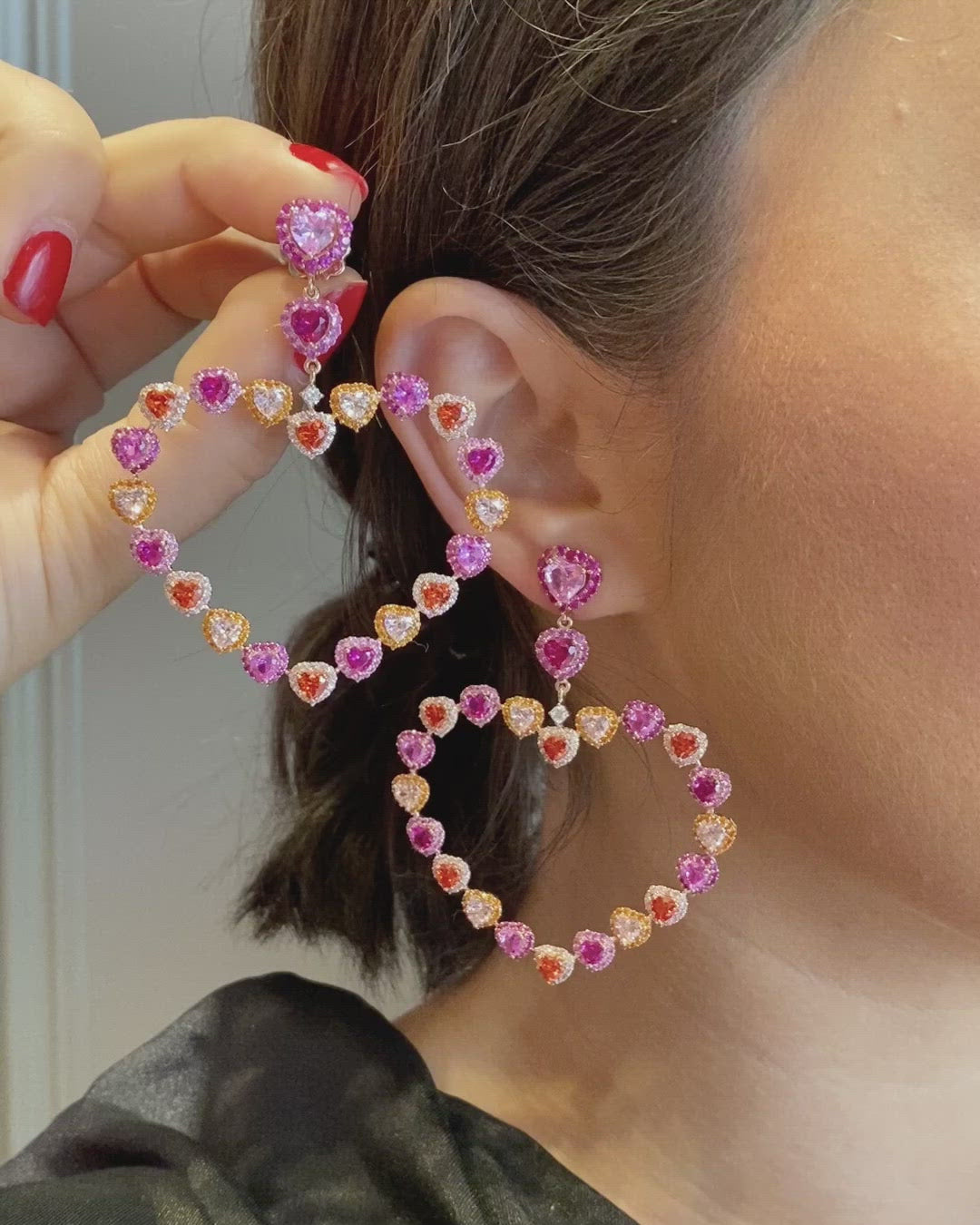 Ruby Love Heart Hoop Earrings