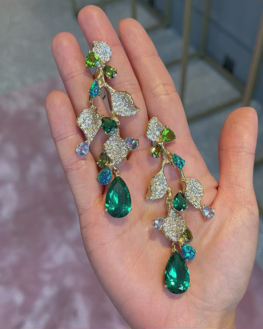 Emerald Triteia Earrings