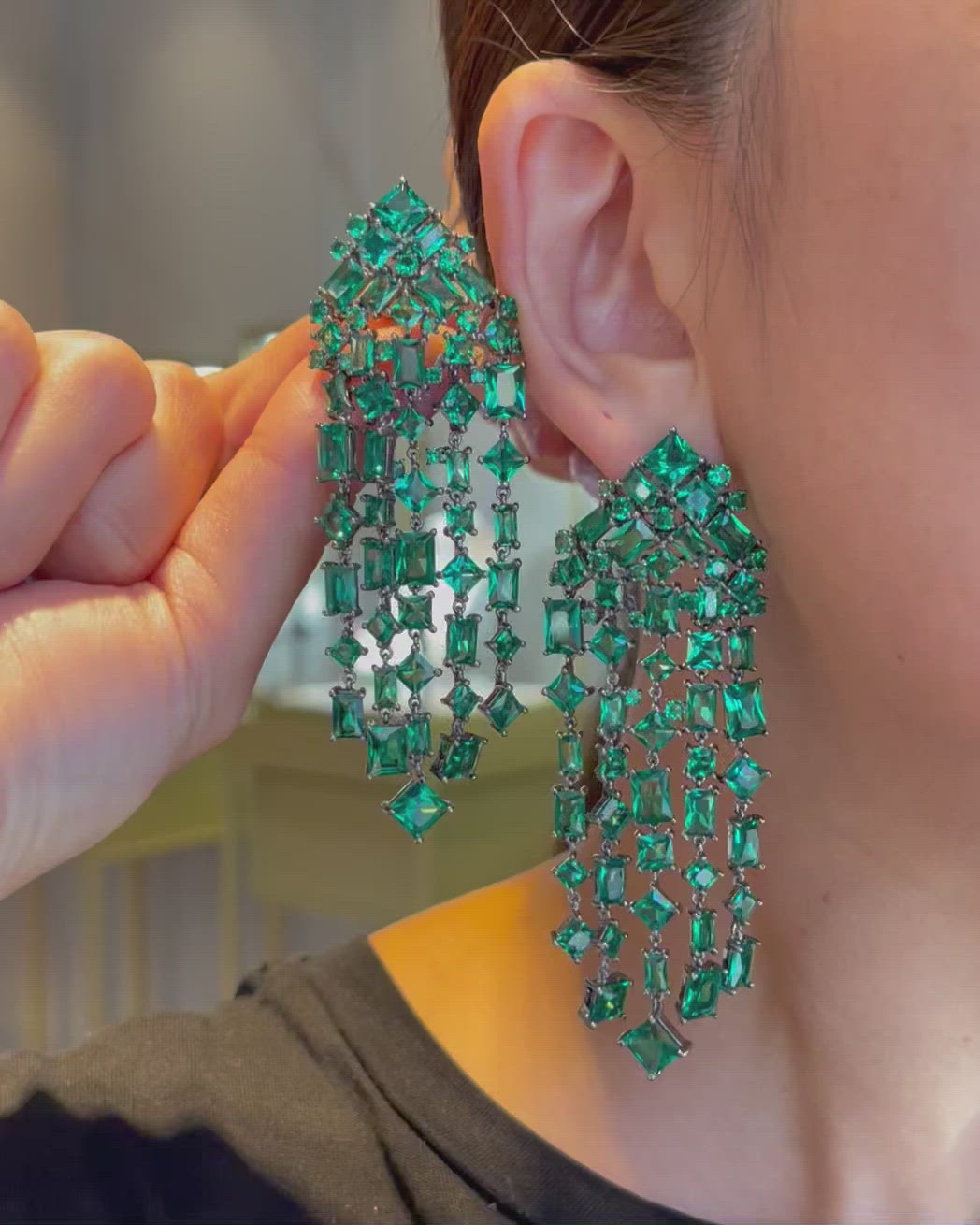 Emerald Cascade Earrings