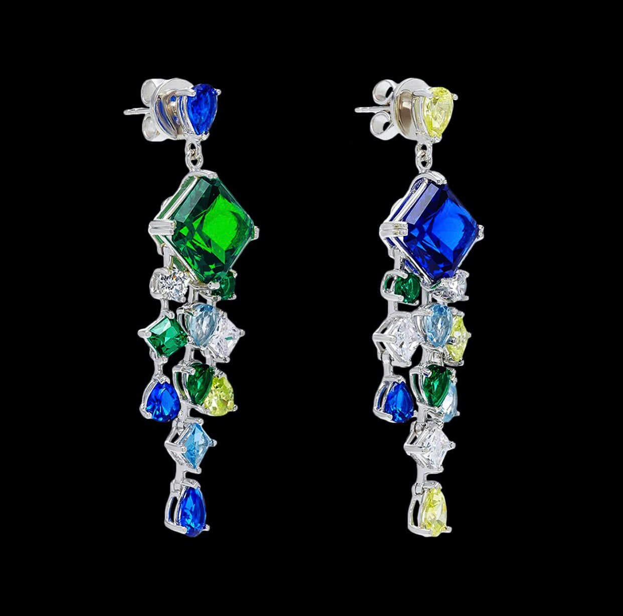 Emerald Asscher Drop Earrings, Earring, Anabela Chan Joaillerie - Fine jewelry with laboratory grown and created gemstones hand-crafted in the United Kingdom. Anabela Chan Joaillerie is the first fine jewellery brand in the world to champion laboratory-grown and created gemstones with high jewellery design, artisanal craftsmanship and a focus on ethical and sustainable innovations.