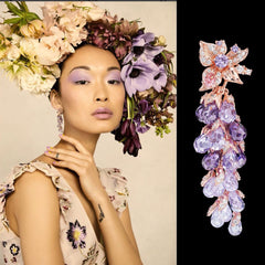 Amethyst Coralbell Earrings, Earring, Anabela Chan Joaillerie - Fine jewelry with laboratory grown and created gemstones hand-crafted in the United Kingdom. Anabela Chan Joaillerie is the first fine jewellery brand in the world to champion laboratory-grown and created gemstones with high jewellery design, artisanal craftsmanship and a focus on ethical and sustainable innovations.