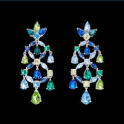 Emerald Sapphire Chandelier Earrings