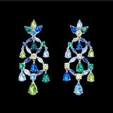 Emerald Sapphire Chandelier Earrings, Earring, Anabela Chan Joaillerie - Fine jewelry with laboratory grown and created gemstones hand-crafted in the United Kingdom. Anabela Chan Joaillerie is the first fine jewellery brand in the world to champion laboratory-grown and created gemstones with high jewellery design, artisanal craftsmanship and a focus on ethical and sustainable innovations.
