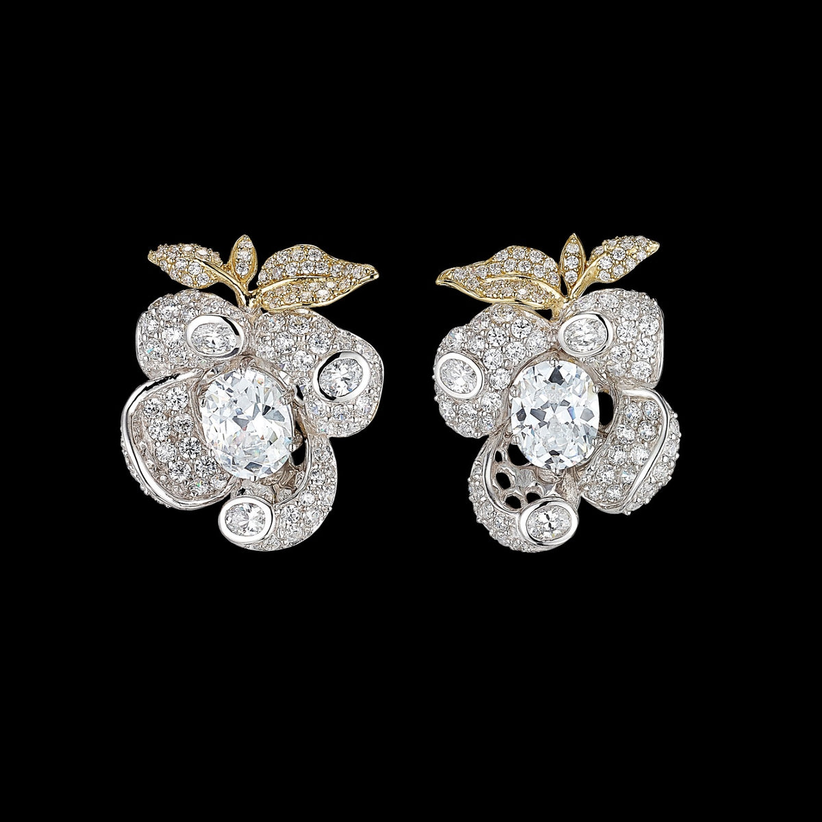 White Mini Blossom Diamond Earrings, Earring, Anabela Chan Joaillerie - Fine jewelry with laboratory grown and created gemstones hand-crafted in the United Kingdom. Anabela Chan Joaillerie is the first fine jewellery brand in the world to champion laboratory-grown and created gemstones with high jewellery design, artisanal craftsmanship and a focus on ethical and sustainable innovations.