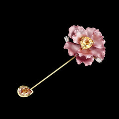 Blush Parrot Bloom Pin, Brooch, Anabela Chan Joaillerie - Fine jewelry with laboratory grown and created gemstones hand-crafted in the United Kingdom. Anabela Chan Joaillerie is the first fine jewellery brand in the world to champion laboratory-grown and created gemstones with high jewellery design, artisanal craftsmanship and a focus on ethical and sustainable innovations.