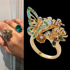 Aqua Orchard Ring, Ring, Anabela Chan Joaillerie - Fine jewelry with laboratory grown and created gemstones hand-crafted in the United Kingdom. Anabela Chan Joaillerie is the first fine jewellery brand in the world to champion laboratory-grown and created gemstones with high jewellery design, artisanal craftsmanship and a focus on ethical and sustainable innovations.