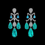 Paraiba Chandelier Earrings, Earring, Anabela Chan Joaillerie - Fine jewelry with laboratory grown and created gemstones hand-crafted in the United Kingdom. Anabela Chan Joaillerie is the first fine jewellery brand in the world to champion laboratory-grown and created gemstones with high jewellery design, artisanal craftsmanship and a focus on ethical and sustainable innovations.