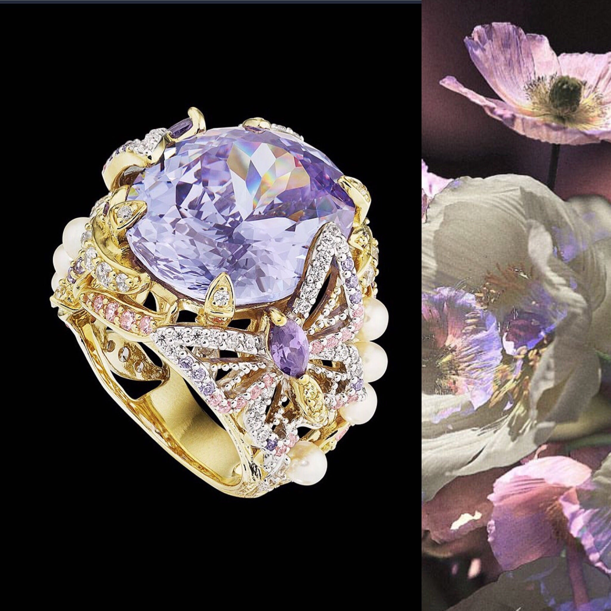 Lilac Swallowtail Ring, Ring, Anabela Chan Joaillerie - Fine jewelry with laboratory grown and created gemstones hand-crafted in the United Kingdom. Anabela Chan Joaillerie is the first fine jewellery brand in the world to champion laboratory-grown and created gemstones with high jewellery design, artisanal craftsmanship and a focus on ethical and sustainable innovations.