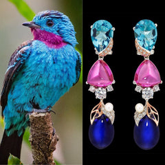 Sapphire Berry Earrings, Earring, Anabela Chan Joaillerie - Fine jewelry with laboratory grown and created gemstones hand-crafted in the United Kingdom. Anabela Chan Joaillerie is the first fine jewellery brand in the world to champion laboratory-grown and created gemstones with high jewellery design, artisanal craftsmanship and a focus on ethical and sustainable innovations.