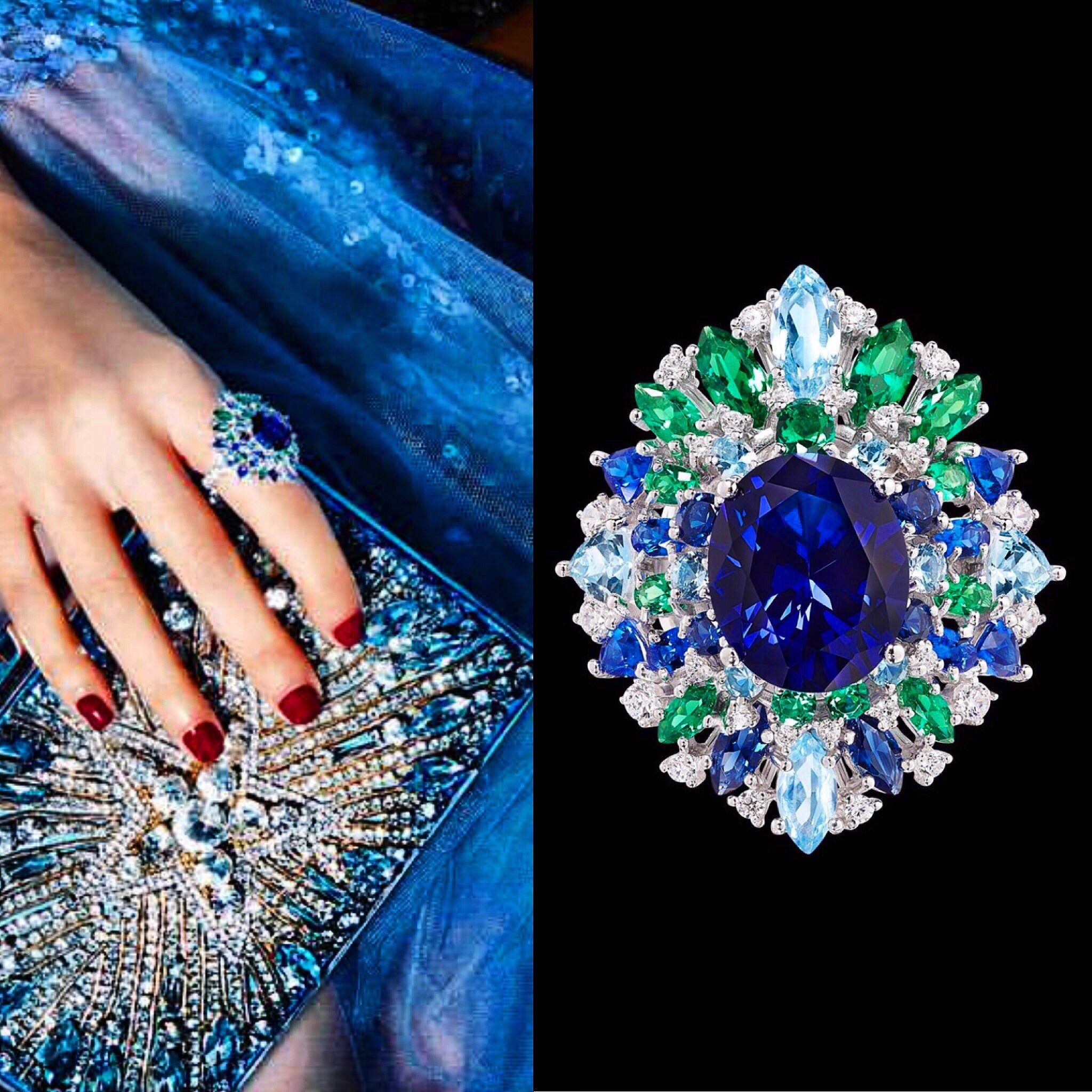 Sapphire Mirage Ring, Ring, Anabela Chan Joaillerie - Fine jewelry with laboratory grown and created gemstones hand-crafted in the United Kingdom. Anabela Chan Joaillerie is the first fine jewellery brand in the world to champion laboratory-grown and created gemstones with high jewellery design, artisanal craftsmanship and a focus on ethical and sustainable innovations.