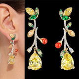 Canary Citrus Vine Earrings, Earring, Anabela Chan Joaillerie - Fine jewelry with laboratory grown and created gemstones hand-crafted in the United Kingdom. Anabela Chan Joaillerie is the first fine jewellery brand in the world to champion laboratory-grown and created gemstones with high jewellery design, artisanal craftsmanship and a focus on ethical and sustainable innovations.