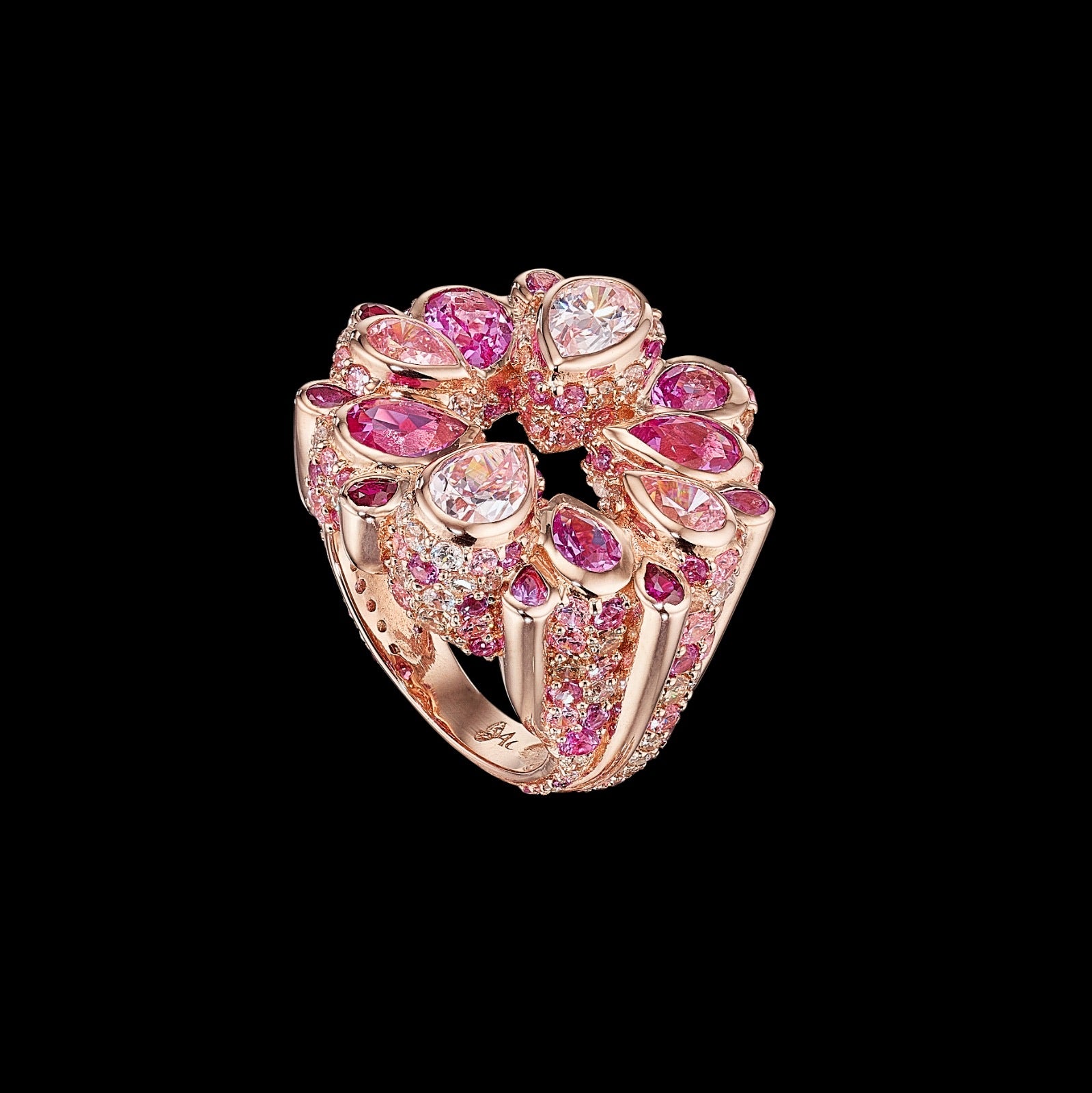 Fuchsia Pavé Panettone Ring, Ring, Anabela Chan Joaillerie - Fine jewelry with laboratory grown and created gemstones hand-crafted in the United Kingdom. Anabela Chan Joaillerie is the first fine jewellery brand in the world to champion laboratory-grown and created gemstones with high jewellery design, artisanal craftsmanship and a focus on ethical and sustainable innovations.