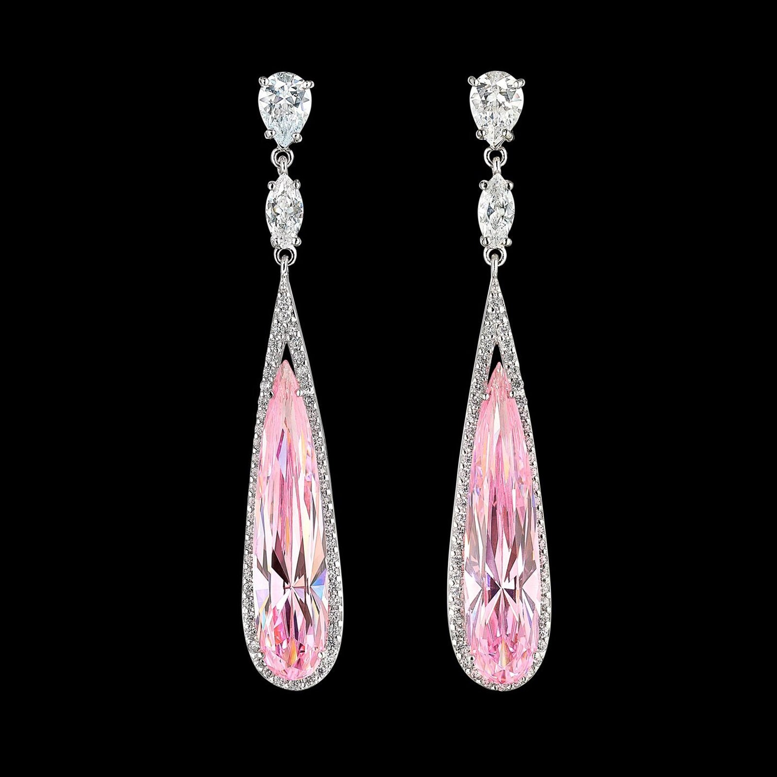 Blush Rose Shard Earrings, Earring, Anabela Chan Joaillerie - Fine jewelry with laboratory grown and created gemstones hand-crafted in the United Kingdom. Anabela Chan Joaillerie is the first fine jewellery brand in the world to champion laboratory-grown and created gemstones with high jewellery design, artisanal craftsmanship and a focus on ethical and sustainable innovations.