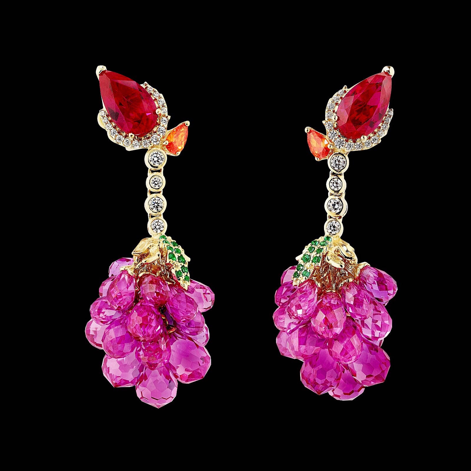 Raspberry Earrings, Earring, Anabela Chan Joaillerie - Fine jewelry with laboratory grown and created gemstones hand-crafted in the United Kingdom. Anabela Chan Joaillerie is the first fine jewellery brand in the world to champion laboratory-grown and created gemstones with high jewellery design, artisanal craftsmanship and a focus on ethical and sustainable innovations.