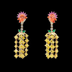 Pineapple Drop Earrings, Earring, Anabela Chan Joaillerie - Fine jewelry with laboratory grown and created gemstones hand-crafted in the United Kingdom. Anabela Chan Joaillerie is the first fine jewellery brand in the world to champion laboratory-grown and created gemstones with high jewellery design, artisanal craftsmanship and a focus on ethical and sustainable innovations.