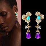 Orchid Amethyst Earrings, Earring, Anabela Chan Joaillerie - Fine jewelry with laboratory grown and created gemstones hand-crafted in the United Kingdom. Anabela Chan Joaillerie is the first fine jewellery brand in the world to champion laboratory-grown and created gemstones with high jewellery design, artisanal craftsmanship and a focus on ethical and sustainable innovations.