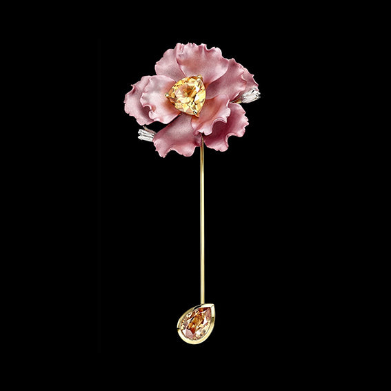 Blush Parrot Bloom Pin, Brooch, Anabela Chan Joaillerie - Fine jewelry with laboratory grown and created gemstones hand-crafted in the United Kingdom. Anabela Chan Joaillerie is the first fine jewellery brand in the world to champion laboratory-grown and created gemstones with high jewellery design, artisanal craftsmanship and a focus on ethical and sustainable innovations.