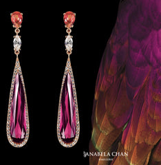 Fuchsia Shard Earrings, Earring, Anabela Chan Joaillerie - Fine jewelry with laboratory grown and created gemstones hand-crafted in the United Kingdom. Anabela Chan Joaillerie is the first fine jewellery brand in the world to champion laboratory-grown and created gemstones with high jewellery design, artisanal craftsmanship and a focus on ethical and sustainable innovations.