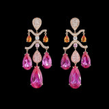 Fuchsia Sapphire Chandelier Earrings, Earring, Anabela Chan Joaillerie - Fine jewelry with laboratory grown and created gemstones hand-crafted in the United Kingdom. Anabela Chan Joaillerie is the first fine jewellery brand in the world to champion laboratory-grown and created gemstones with high jewellery design, artisanal craftsmanship and a focus on ethical and sustainable innovations.